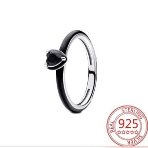 🖤Black Sterling Silver Heart Rings Gemstone NEW